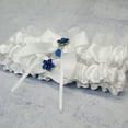 thumbnail image 6 of White Wedding Garter Set with Something Blue Flower Charm - Plus, 6 of 7