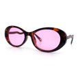 thumbnail image 4 of Womens Unique Wavy Crooked Arm Mod Oval Plastic Sunglasses Tortoise - Pink, 4 of 8