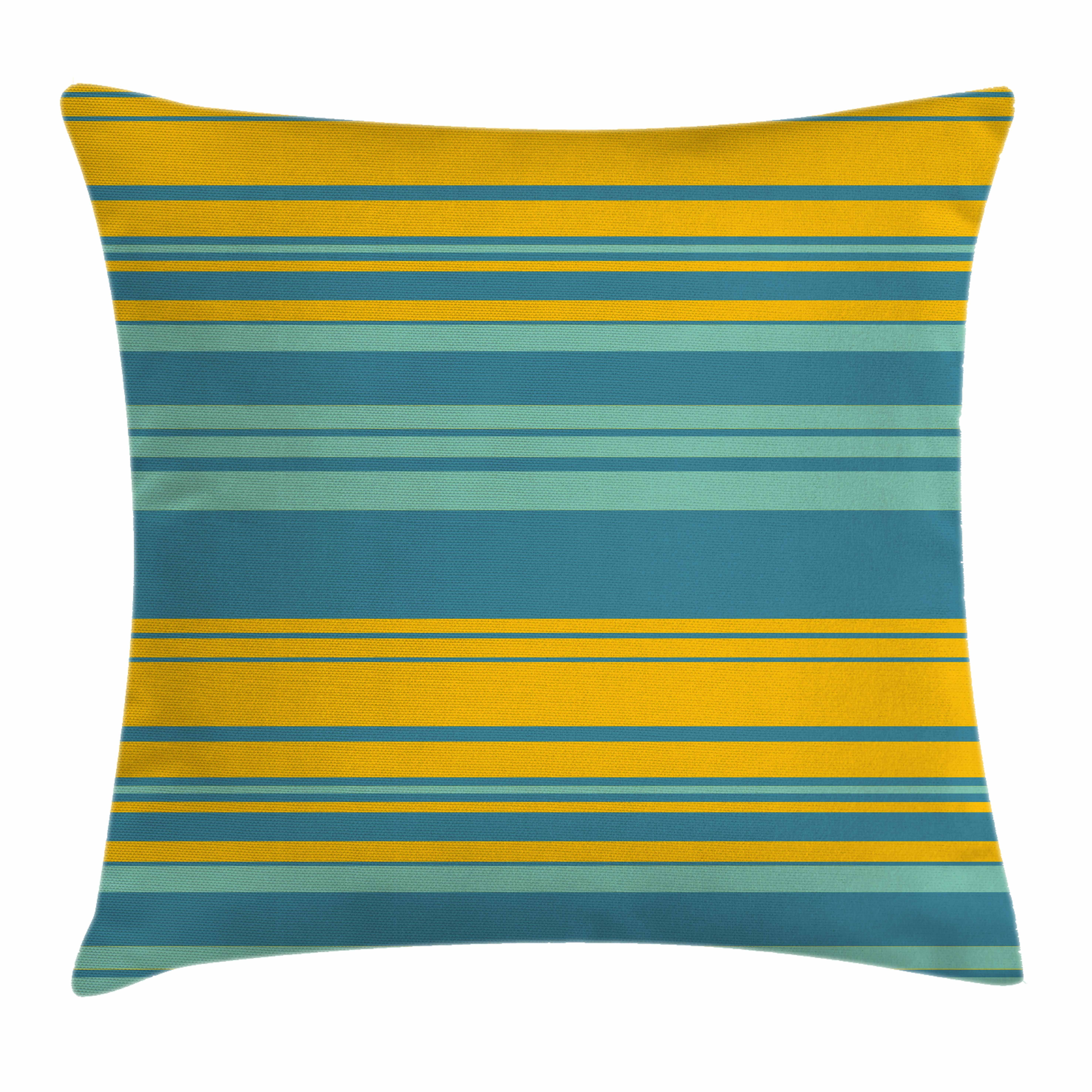 Yellow And Blue Throw Pillow Cushion Cover, Spring Flower Watercolor