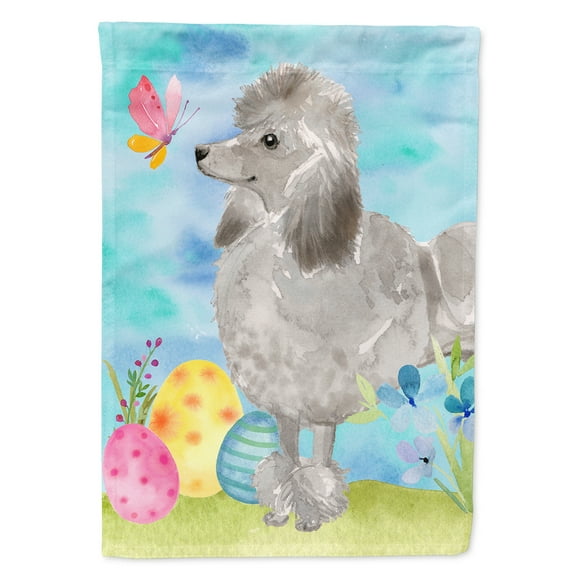 Grey Standard Poodle Easter Garden Flag