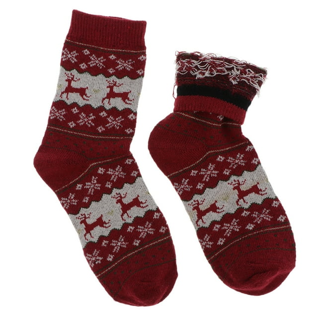 Chaussettes Épaisses en Mélange de Laine pour Femmes, Chaussettes de Noël d'Hiver Rouges