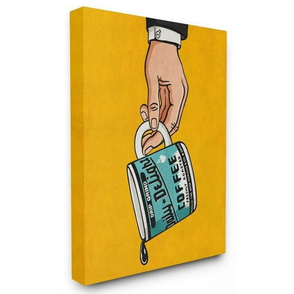 Stupell Industries Drip Coffee Cup Vintage Comic Book Yellow Blue Design Canvas Wall Art by Ester Kay
