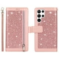 thumbnail image 7 of Galaxy S22 Ultra Case Wallet with Card Holder, Dteck Bling Glitter Leather Magnetic Stand Flip Case Zipper Purse Handbag Clutch with 9 Card Slots & Strap for Samsung Galaxy S22 Ultra 6.8 inch,Pink, 7 of 7