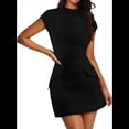 thumbnail image 1 of Vestido de Verano para Mujer, Cuello Alto, Corta, Minivestido de Fiesta, Negro, Talla XXL, 1 of 8
