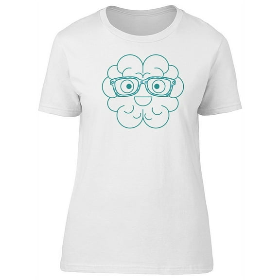 Cute Classy Brain With Glasses T-Shirt Women -Image by Shutterstock, Female Large