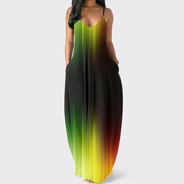 AMERTEER Robe Longue Sans Manches à Imprimé Floral Col Rond Été pour Femmes Grande Taille