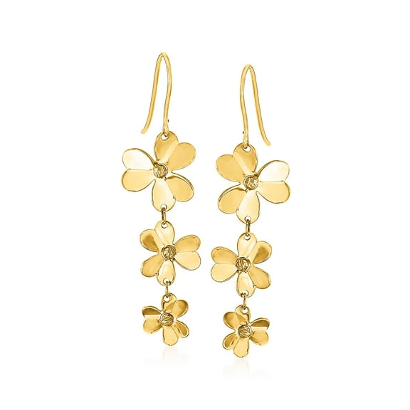 Ross-Simons Italian 14kt Yellow Gold Floral Drop Earrings, Women's, Adult