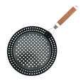 thumbnail image 1 of 11" Grill Pan with Folding Handle for Multiple Cooking Removable Handle Drain Holes Non - Stick Easy to Clean, 1 of 8