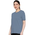 thumbnail image 4 of eloria Women's T-Shirt Round Neck Solid Color Plain Half Sleeve T-Shirt Color: Grey | Size: XS, 4 of 7