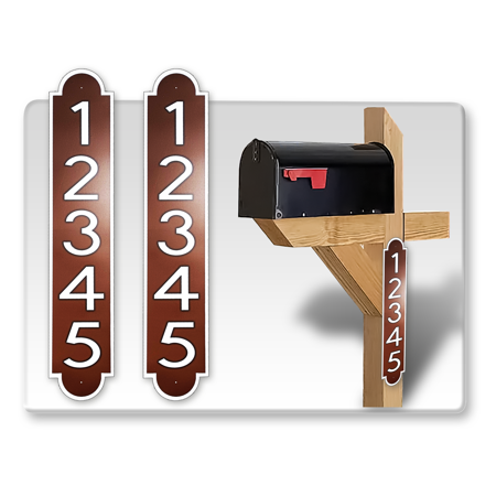 

Curb-N-Sign 2 Fancy Super Reflective Mailbox Address Numbers Plaques Custom Address Numbers for Outdoor House Pre-drilled Holes for Easy Installation (Brown)