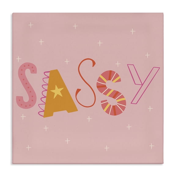 Stupell Industries Pink & Yellow Sassy Typography Quotes and Sayings Painting Wrapped Canvas Canvas Art Print Wall Art, 17 x 17