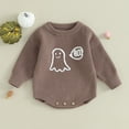 thumbnail image 2 of Okbabeha Toddler Baby Girl Boy Halloween Sweater/Romper Knit Chunky Ghost Sweaters Oversized Onesie Cute Winter Clothes, 2 of 7