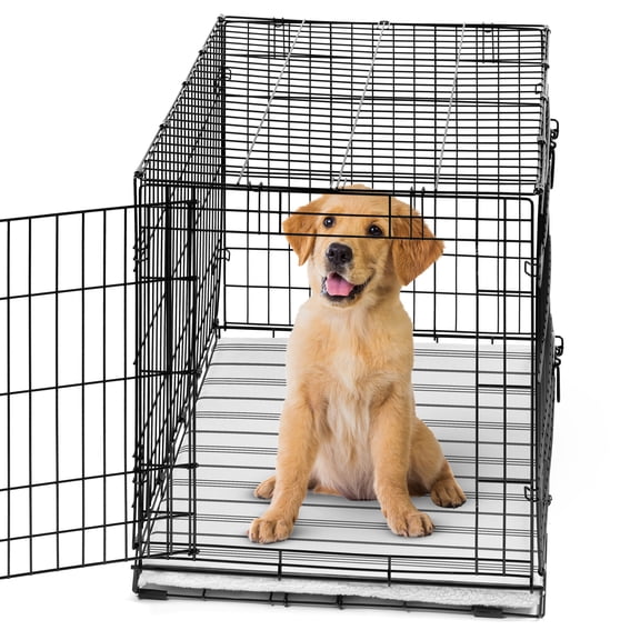 Sweet Jojo Designs Stripe White and Grey Dog Crate Bottom Tray Pan Cover 36in.