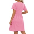 thumbnail image 5 of MOSHU Summer Dresses for Women Crewneck Short Sleeve Midi Dress Casual Button A-Line Sundress with Pockets, 5 of 8