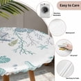 thumbnail image 5 of Turquoise Coastal Round Fitted Tablecloth with Elastic Edge, Waterproof Table Cloth Table Cover for 45"-54" Tables, Summer Beach Coral Shell Starfish Ocean Tablecloths for Dining Picnic Outdoor, 5 of 9