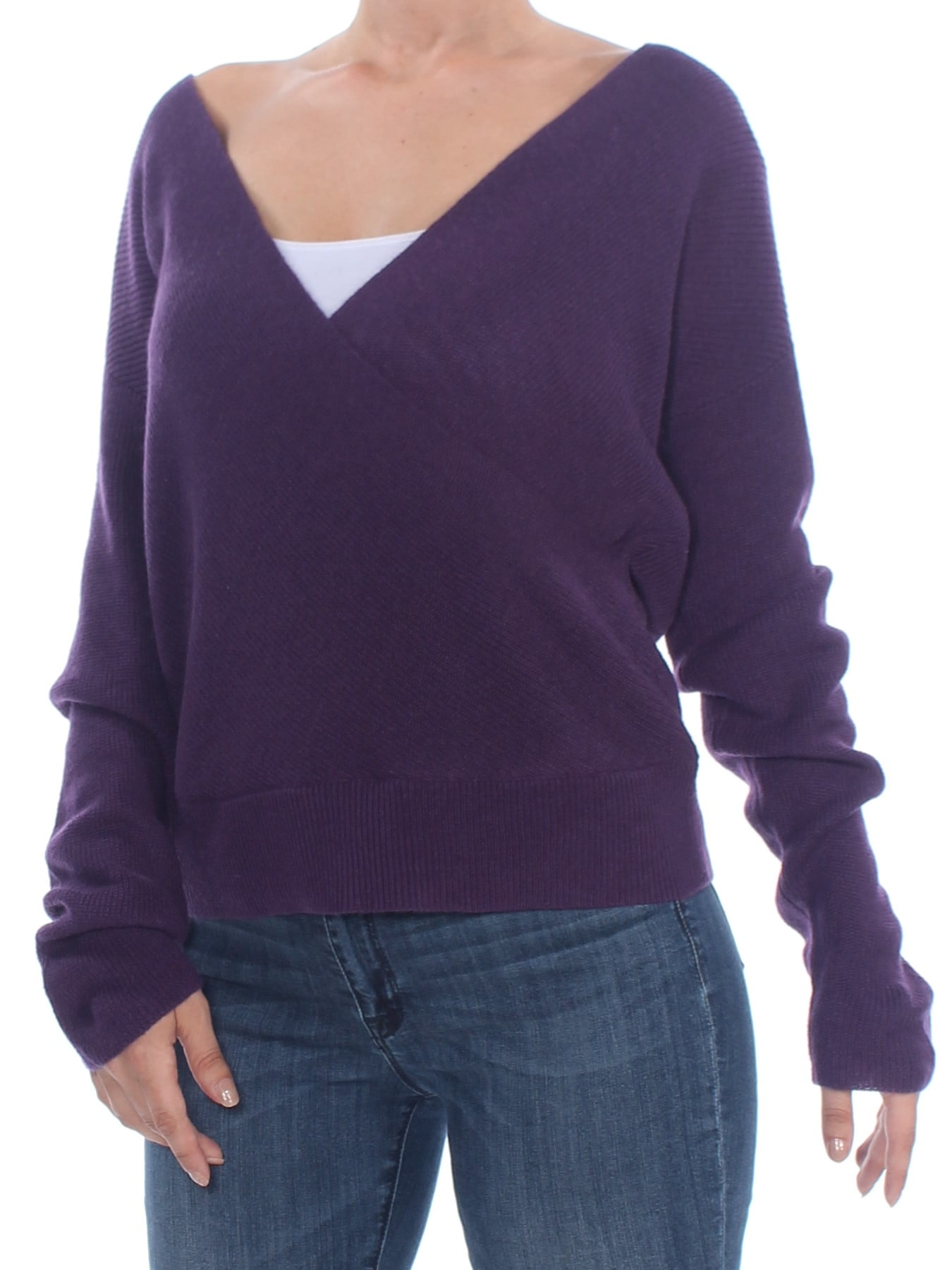 purple off the shoulder sweater