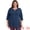 Navy Blue, variant on Women's Plus Notched Neck 3/4 Sleeve Front Pleated Button Decor Blouses Dressy Casual 3X Black