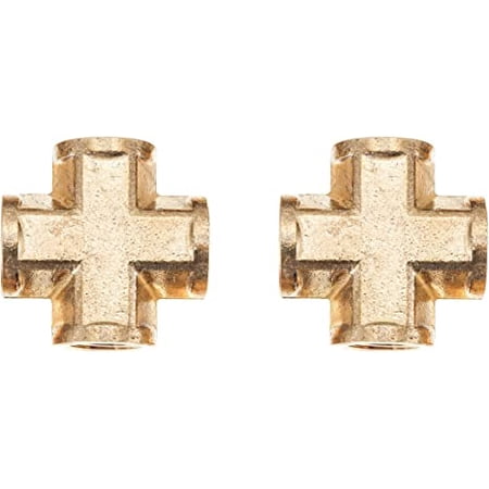 LTWFITTING Brass Pipe 1/2-Inch NPT Female 4 Way Cross Fitting (Pack of 2)