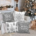 thumbnail image 3 of Christmas Throw Pillow Covers 12x12 Set of 4, Merry Christmas Winter Xmas Snowflake Decorative Holiday Cushion Pillow Cases 12 x 12 for Outdoor Indoor Farmhouse Home Room Couch Decor (Red), 3 of 6