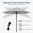 thumbnail image 5 of 9FT  Umbrella Outdoor Table Umbrella w/Push Button Tilt and Crank, 8 Sturdy Ribs,   Market Umbrella for Pool, Deck, Backyard, Garden, Light Gray, 5 of 6