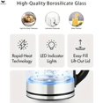 thumbnail image 4 of Eléctrica de Vidrio, 2L Tetera Eléctrica de Agua Caliente, Tetera de Vidrio Borosilicato, Libre de BPA, Tetera Inalámbrica de Hervido Rápido con Indicador LED y Mango Resistente al Calor, 4 of 11