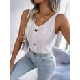 thumbnail image 6 of Women'S V Neck Buttons Knit Tank Tops Summer Casual Sleeveless Shirts Sweater Vest White L, 6 of 8