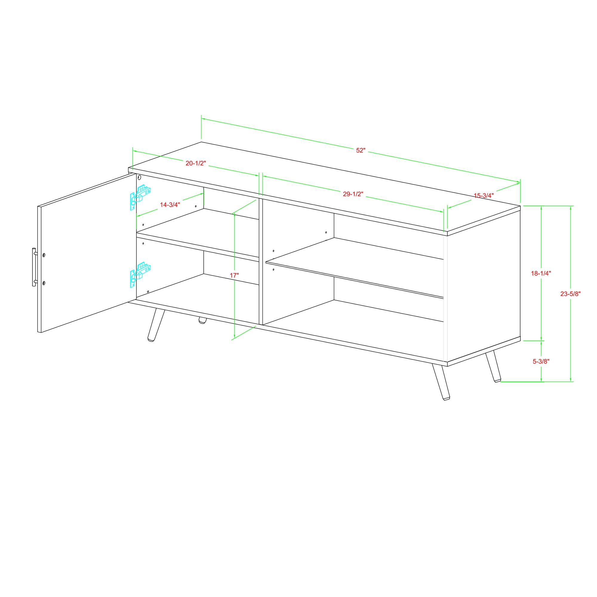 Desert Fields Thea English Oak TV Stand for TVs Up to 52"