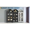 thumbnail image 6 of Senfot 73" Tall Arched Cabinet with Glass Doors & Adjustable Shelves, Display Bookshelf ,Modern Farmhouse Kitchen Pantry Cabinet for Dining Room, Living Room, Black, 6 of 9