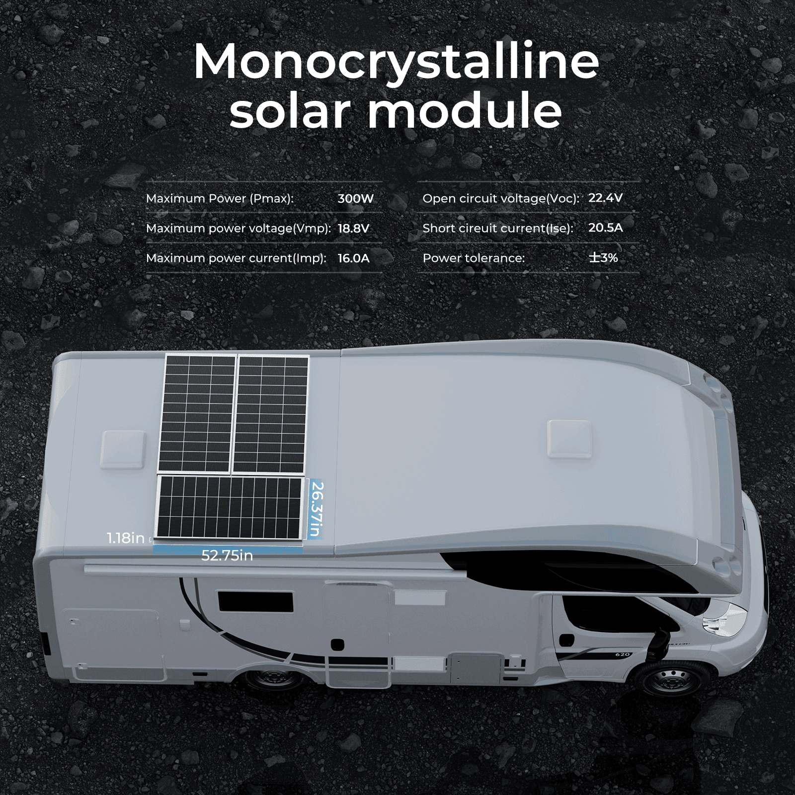 300 Watt Solar Panel 10BB N-Type 300w Solar Panels 25% High Efficiency Monocrystalline Busbar-Less Half-Cut Technology for RV Home Rooftop Power Station Off Grid Systems (300w Single Solar Panel)