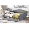 thumbnail image 3 of Kidkapers Full Daybed, Vintage Style with 2 Storage Drawers, Upholstered Frame - Grey, 3 of 5