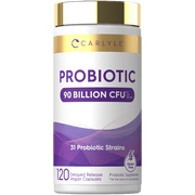 Probiotics for Women and Men | 90 Billion CFU | 120 Capsules | 31 Probiotic Strains with Prebiotic | by Carlyle