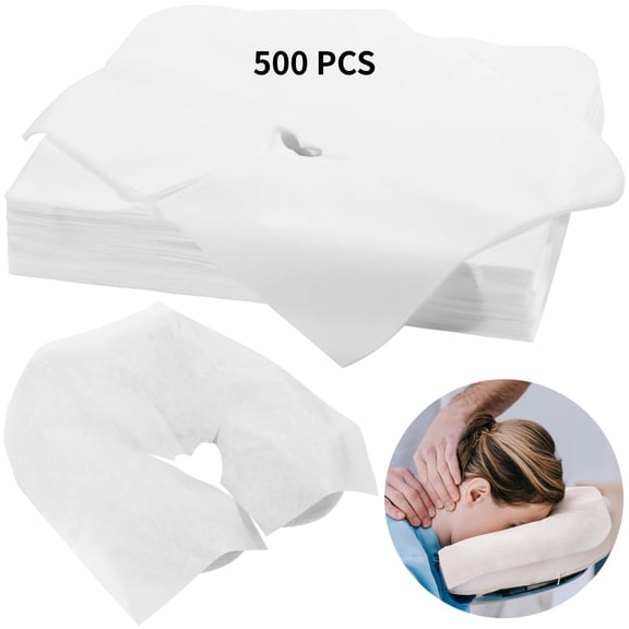 500 PCS Disposable Face Cradle Covers, Disposable Massage Headrest Cover, Single Use Massage Bed Headrest Cushion Cover, Professional Massage Chair Face Cover for Skincare Beauty Salons