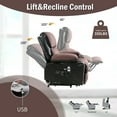 thumbnail image 3 of Power Lift Recliner Chair for Elderly, Electric Chair with Vibrating Massage and Heating, Faux Leather Lay Flat Lift Chair with 2 Cup Holders, USB Charging Port, for Living Room, Black and Brown, 3 of 6