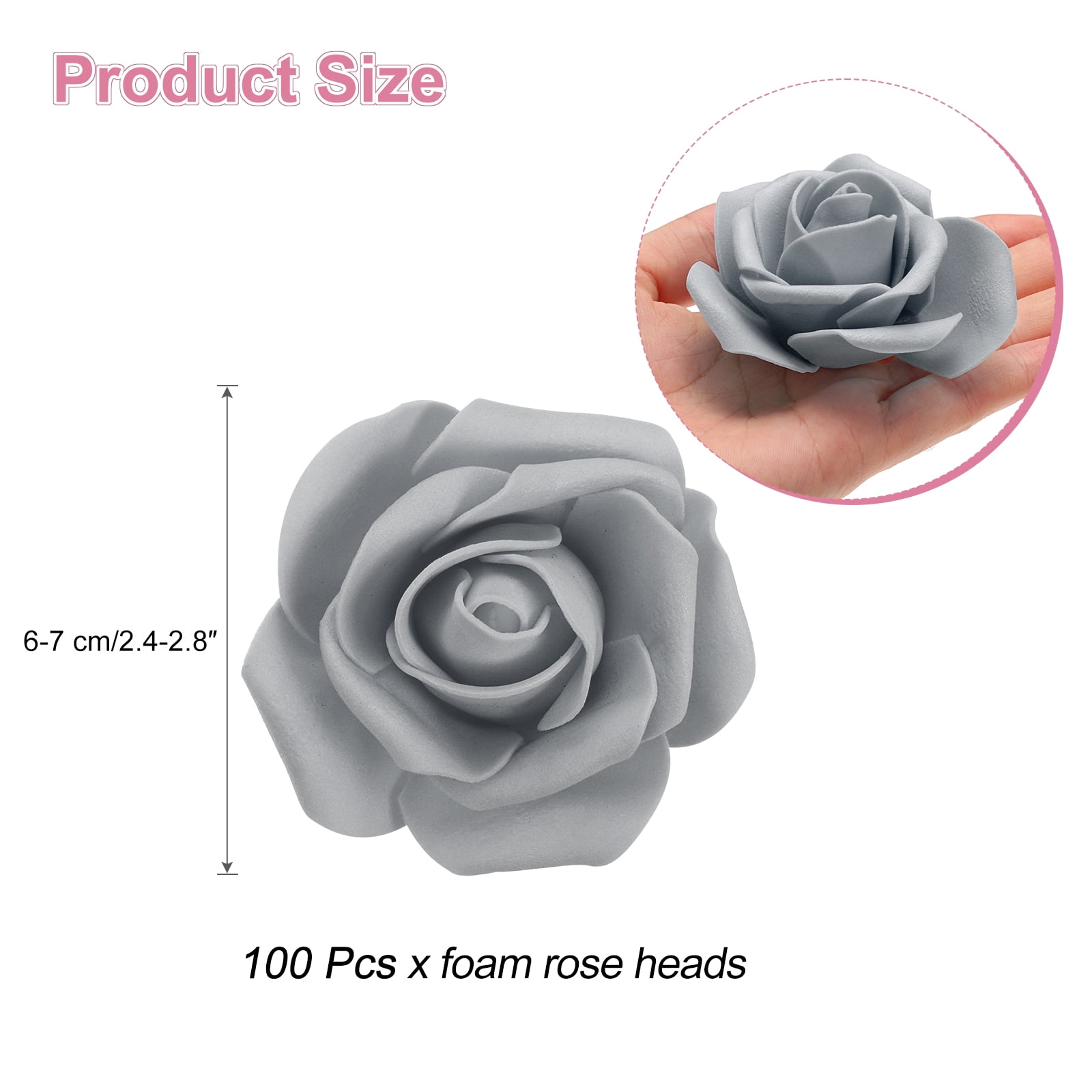 Unique Bargains Rose Heads Artificial Bulk Stemless Foam Fake Roses for DIY Crafts Gray