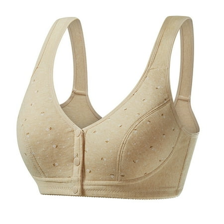 Padded Sports Bras for Women Push up No Underwire Bra Feature V-Neck Longline Bra Style W-1934 Front Closure Closure Plus Size Push Up Bras Khaki 36