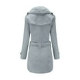 thumbnail image 4 of Womens Winter Lapel Wool Coat Trench Jacket Long Sleeve Overcoat Outwear, 4 of 5