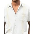 thumbnail image 3 of DYMADE Men Argyle Embroidered Shirts Casual Straight Fit Short Sleeve Button-Up Blouse, 3 of 4