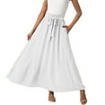 thumbnail image 2 of Busydd Women Maxi Skirt Solid Color Long Skirts for Women Elastic Waist Drawstring Casual Skirts with Pocket L, 2 of 5