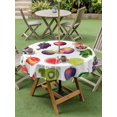 thumbnail image 4 of Outdoor Tablecloth with Umbrella Hole for Patio/Picnic/Party/Camping, Summer Fruits Waterproof Table Cloth Round Cover Washable, Watermelon Berry Lemon Botanical (Dia 60"), 4 of 8