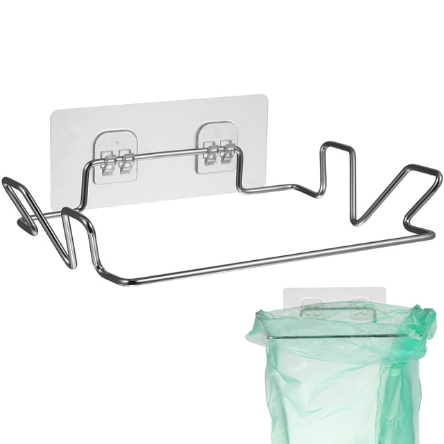 CIMAXIC 2 Sets Stainless Steel Trash Bag Racks Multifunctional Hangers Storage Shelves,8.46"X5.51"X2.36"