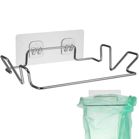

2 Sets Stainless Steel Trash Bag Racks Multi-functional Hangers Storage Shelves