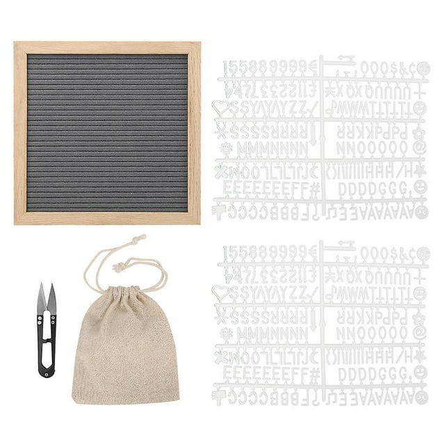 Panneau de messages en feutre, lettres et chiffres interchangeables, accessoire de décoration de pièce, gris