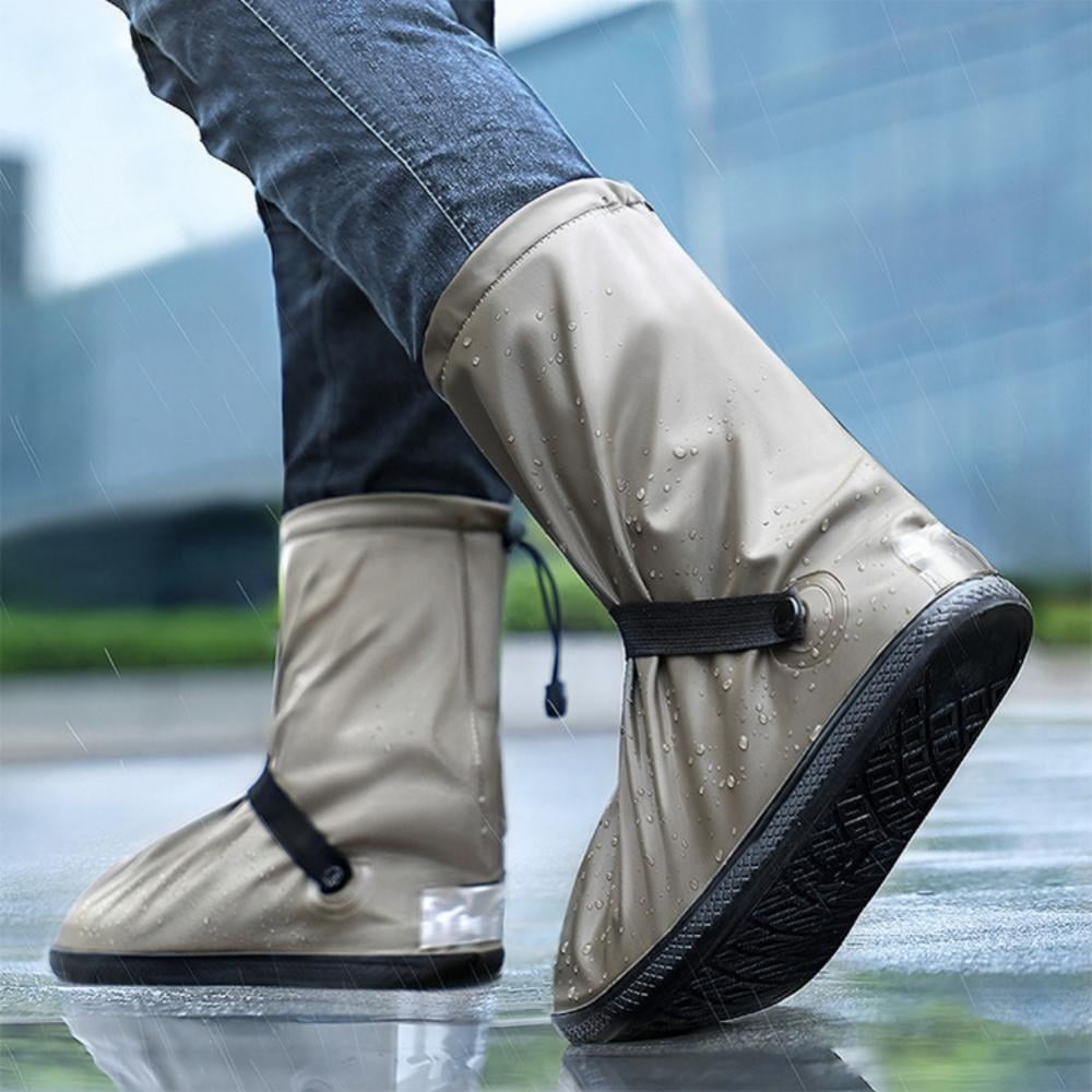 Reusable Rain Shoe Cover Bike Zipper Overshoes Boots Gear Anti-Slip Waterproof 
