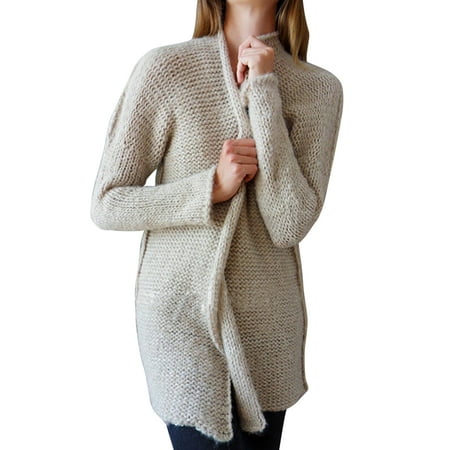 Cabled Sweater Coat - Open Front Cardigan Sweaters for Women Long Sleeve Cable Knit Coat Casual Loose Knitted Outwear Winter Baggy Jacket Top