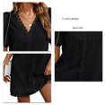 thumbnail image 4 of Vestido casual de manga corta con cuello en V,Vestido corto de encaje de verano con cuello en V para mujer Vestido de encaje de manga corta con cuello en V Top de la línea, 4 of 5