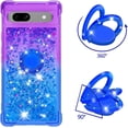 thumbnail image 2 of Clear Case for Google Pixel 7a with Kickstand for Girls Women, Liquid Glitter Sparkle Bling Cute Case Gradient Quicksand Cover for Google Pixel 7a JB Purple Navy, 2 of 15