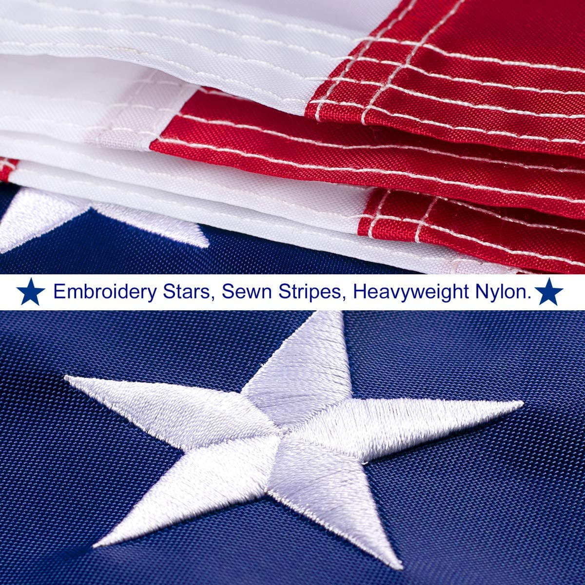 FRF 4' x 6' US American Flag 4x6 foot Heavy Duty Nylon US Flags with Embroidered Stars, Stitched Stripes and Brass Grommets