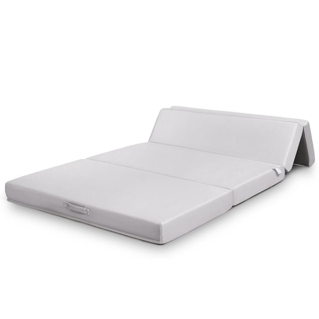 Giantex 4" Thick Folding Portable Mattress Pad Sofa Bed with Carrying Handles and Removable Washable Fabric, High-Density Foam Futon Sleepover Guest Easy to Store (Twin XL, Gray)