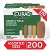 Curad Variety Pack 4-sided Seal Bandages 200/Box - Assorted - Fabric, Plastic