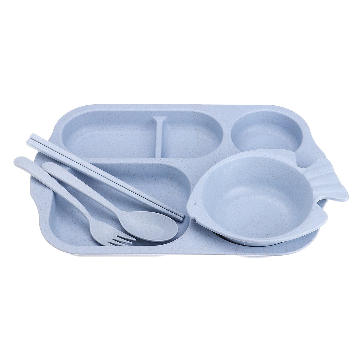 5Piece Baby Toddler Feeding Set, Baby Plates Bowl Spoon, Fork